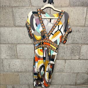 BCBG MAXAZRIA Colorful Geometric Print Dress